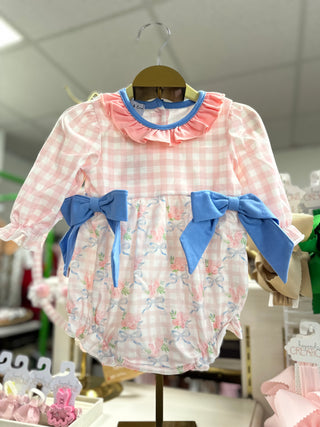 Pink Girly Girl Floral Ruffle Bow Bubble