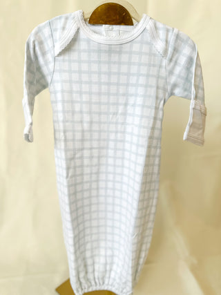 Paty Blue Gingham Pima Shoulder Gown
