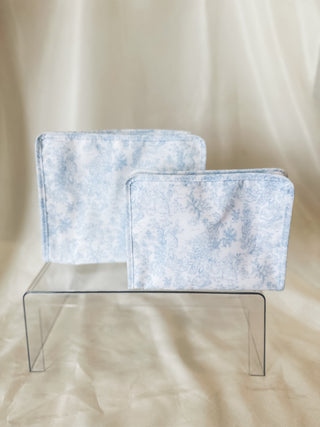 TRVL Bunny Toile Blue Large Roadie Zip Pouch