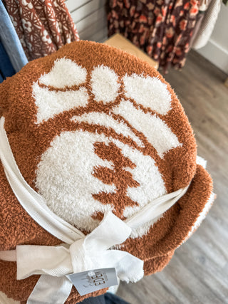 Super Soft Football Bow Print Blanket