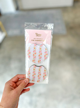 Pink Petal Parade Car Coaster Set