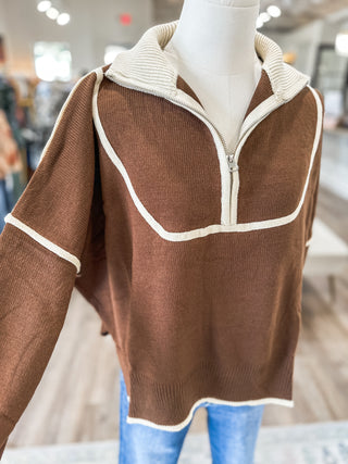 The Mocha Cream Half-Zip Sweater