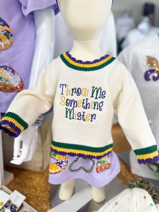 Throw Me Something Mister Mardi Gras Layered Trim Sweater