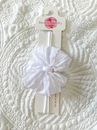 Frilly Frou Mini White Bow Headband