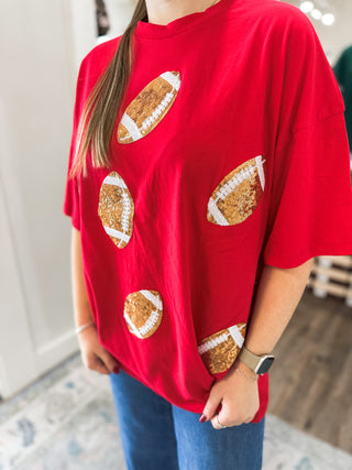 Red Dazzling Football Top