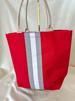 Red/White Campus Stripe Tote