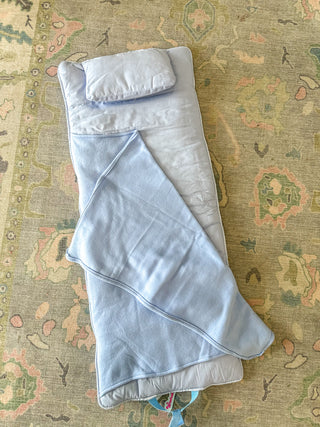 Baby Blue Gingham Nap Mat Roll