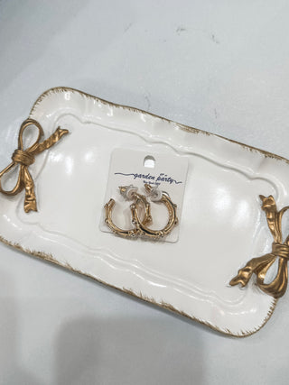 Gold Hoop W/ Pearl & Crystal Studs 1.5" Earring