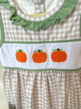 Green Plaid French Knot Pumpkin Dress