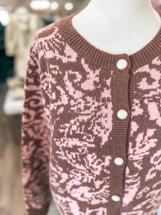 Strawberry Mocha Chateau Knit Fringe Cardigan