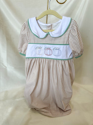 Plaid Pumpkin Patch Embroidered Dress