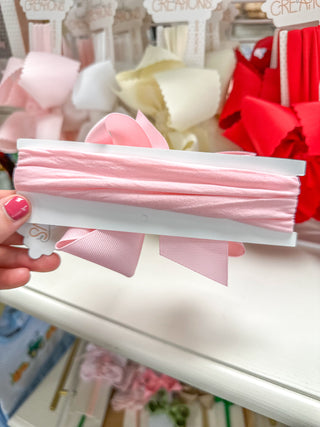 Light Pink Pantyhose Headband Grosgrain Bow