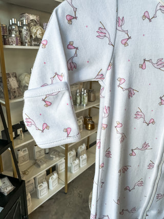 Pink Worth the Wait Stork Footie- Magnolia Baby