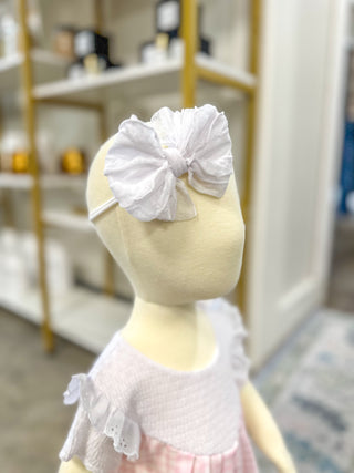 Frilly Frou Mini White Bow Headband