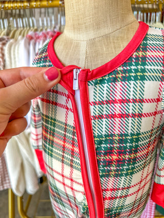 Christmas Plaid Baby Romper W/ Long Sleeves