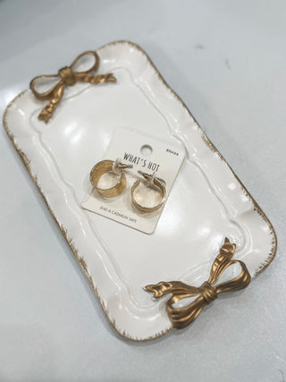 Gold Textured Earring 20MM Hoop, 12 MM Wide