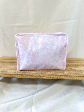 TRVL Bunny Toile Pink Medium Roadie Zip Pouch