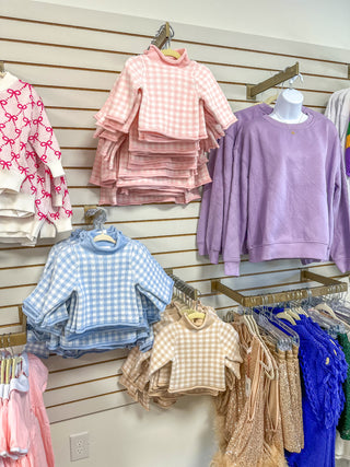 Baby Blue Gingham Rolled Neck Sweater