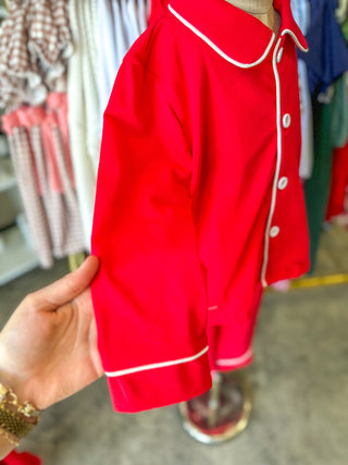 Christmas Red Boys Embroidered Pajamas