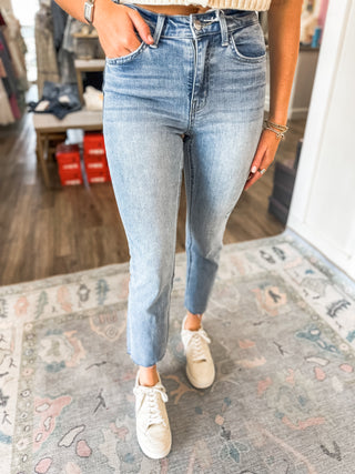 Please Be Polite High Rise Crop Straight Jeans - Flying Monkey