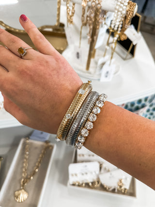 Chunky Gold and Silver Flex Bangles