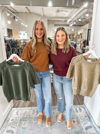 Olive Braided Charm Knit Top