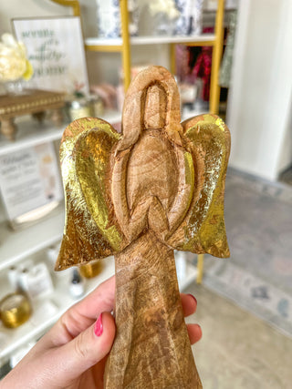 Large Wood Angel Tabletop Decor
