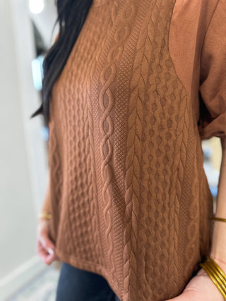 Camel Sweater Days Puff Sleeve Top