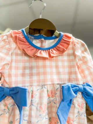 Pink Girly Girl Floral Ruffle Bow Bubble