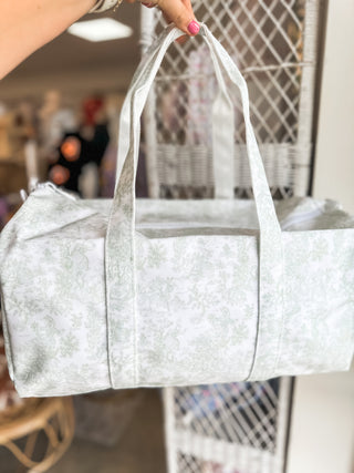 TRVL Green Bunny Toile Weekender Duffel Bag