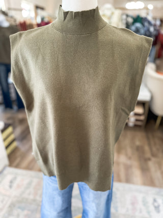 Olive Fall Forward Sleeveless Sweater