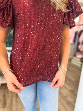 Wine Time to Shine Sequin Top