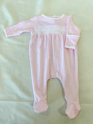 Annie Pink Mini Stripes Smocked Footie- Magnolia Baby