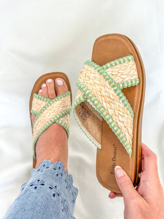 Emerald Caliso Criss Cross Raffia Sandal -Pierre Dumas