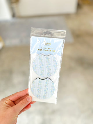 Blue Petal Parade Car Coaster Set