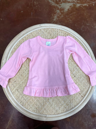 Pink Long Sleeve Ruffle Shirt