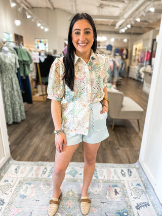 SET Cupcake Dear Sky Blue Scalloped Details Shorts/Top