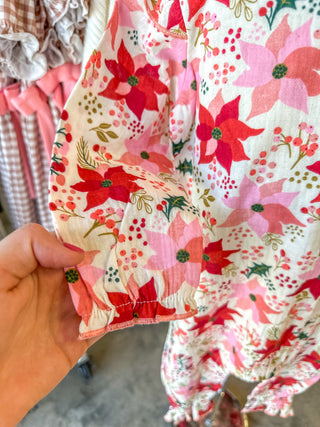 Poinsettia Gauze Romper
