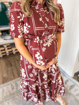 Red Chateau Nights Midi Dress