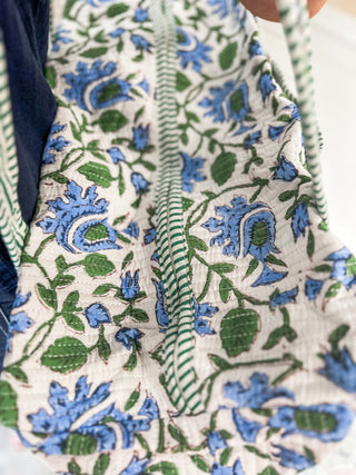 Stormy Blue Floral Print Duffle Bag