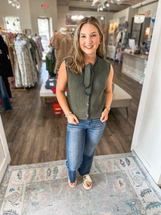 Olive Margot Bow Knit Sleeveless Sweater Top