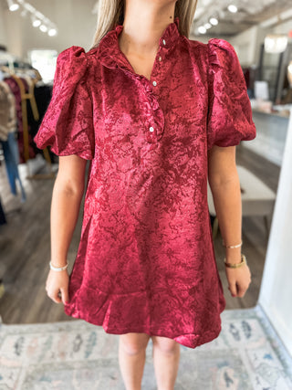 The Burgundy Evangeline Grace Mini Dress