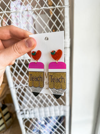 Teacher Style Acrylic Pencil Earrings