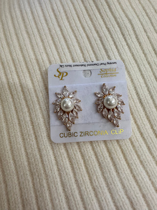 Stunning Pearl Diamond Statement Studs Clip-on