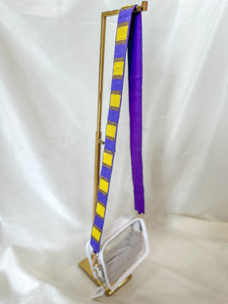 Purple & Gold Seed Bead Purse Strap