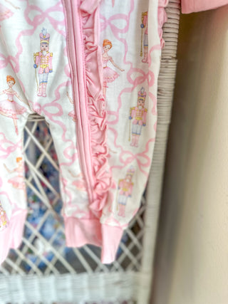 Pink Nutcracker & Bow Ruffle Romper