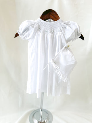 White Smocked Daygown W/ Raglan Embroidery