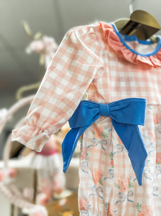 Pink Girly Girl Floral Ruffle Bow Bubble