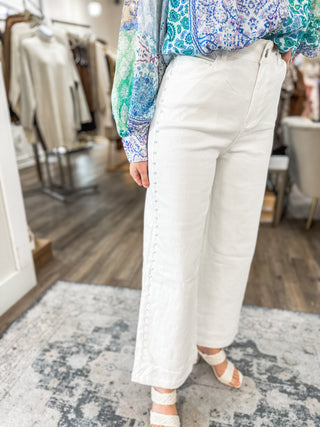 Pearls All the Way White Wide Leg Pants