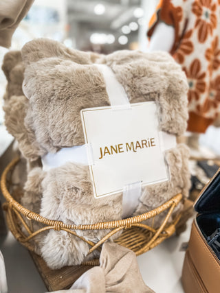 Tan Faux Fur Throw Blanket